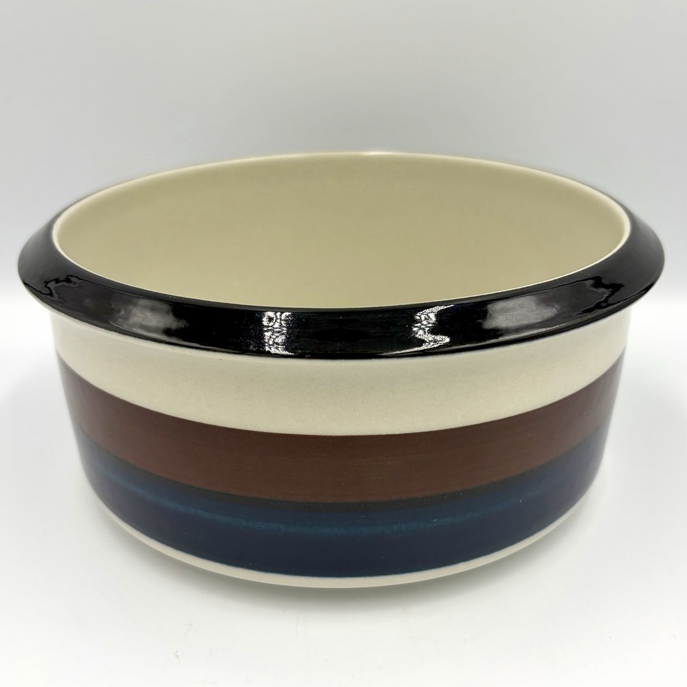 Vintage Arabia Finland Kaira Serving Vegetable Bowl 7.5" Blue Brown Black